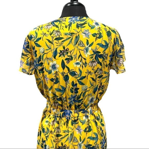 sam Edelman Yellow Retro Floral Printed Flowy Mini Dress Sz M - Picture 10 of 15